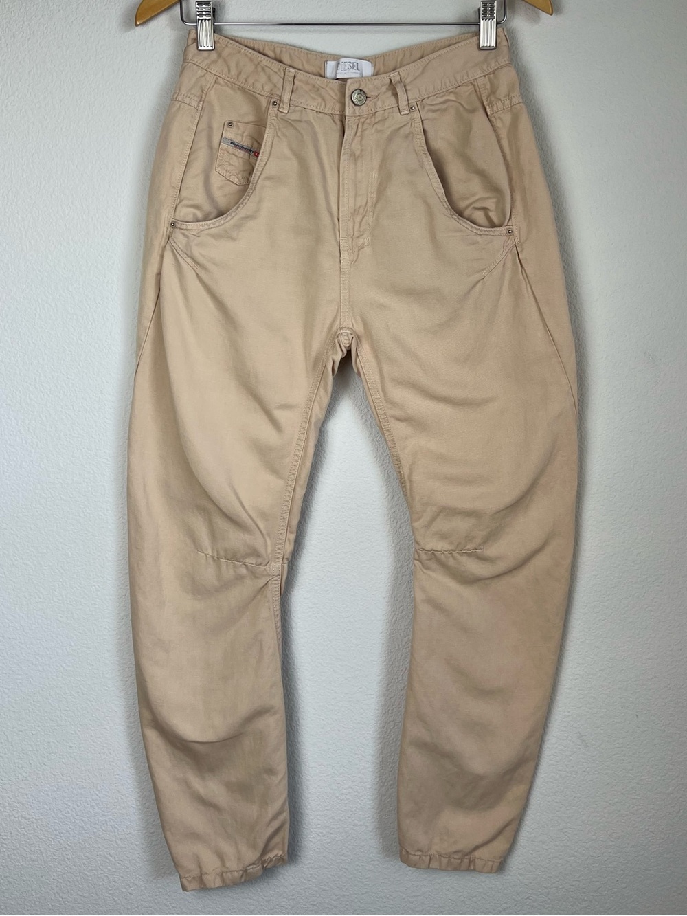 VTG 1994 Diesel Dress & Impress Linen Cotton Harem Pants Jeans Tan Size 25 Boho